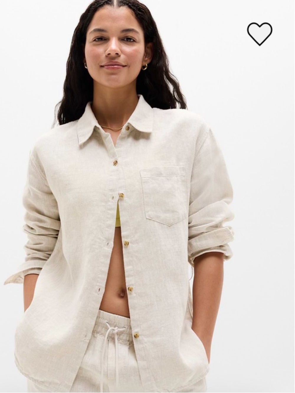 Athleta Linen Shirt Jacket in Light Cream-NWOT